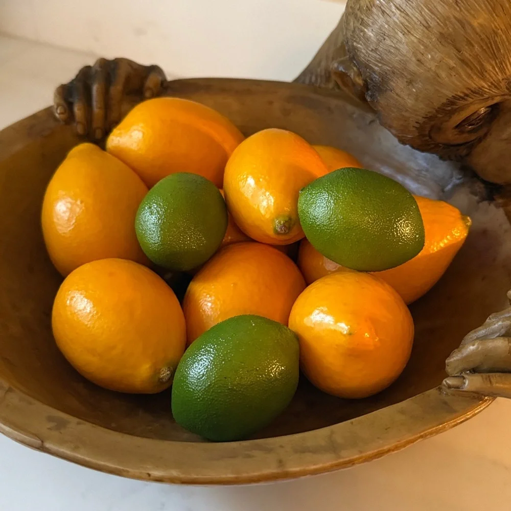 Faux Citrus Fruit Lemons and Lines 12 piece